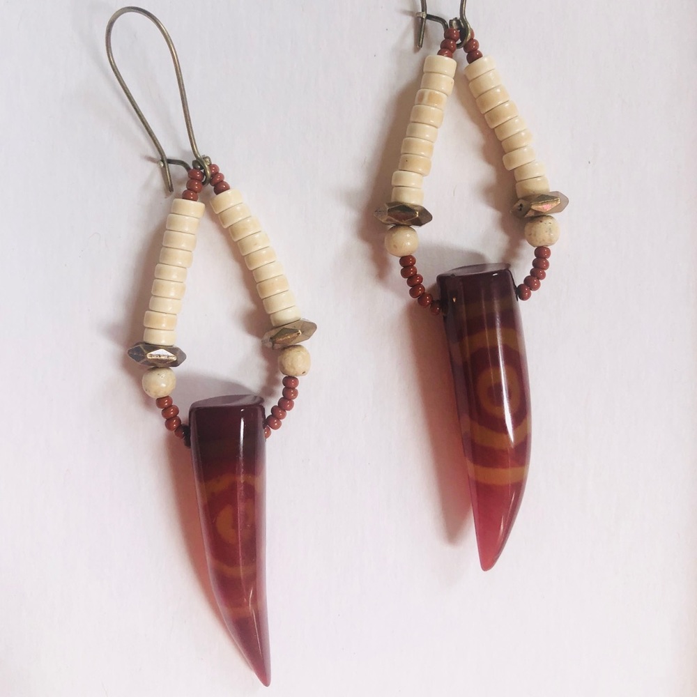 Carnelian tusk earrings